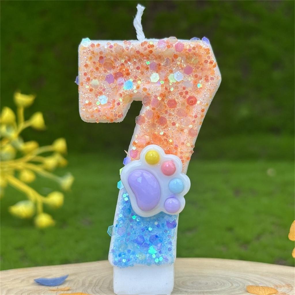 New Number Birthday Candle 0-9 Cute Cat's Paw Cake Candles Cake Topper Decoration Baby Shower Birthday Wedding Party Supplies
