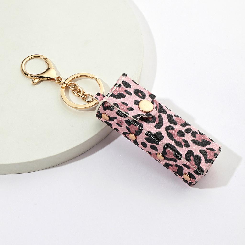 Ladies Leopard Single Lipstick Storage Bag Mini Keychain Lipstick Storage Bag