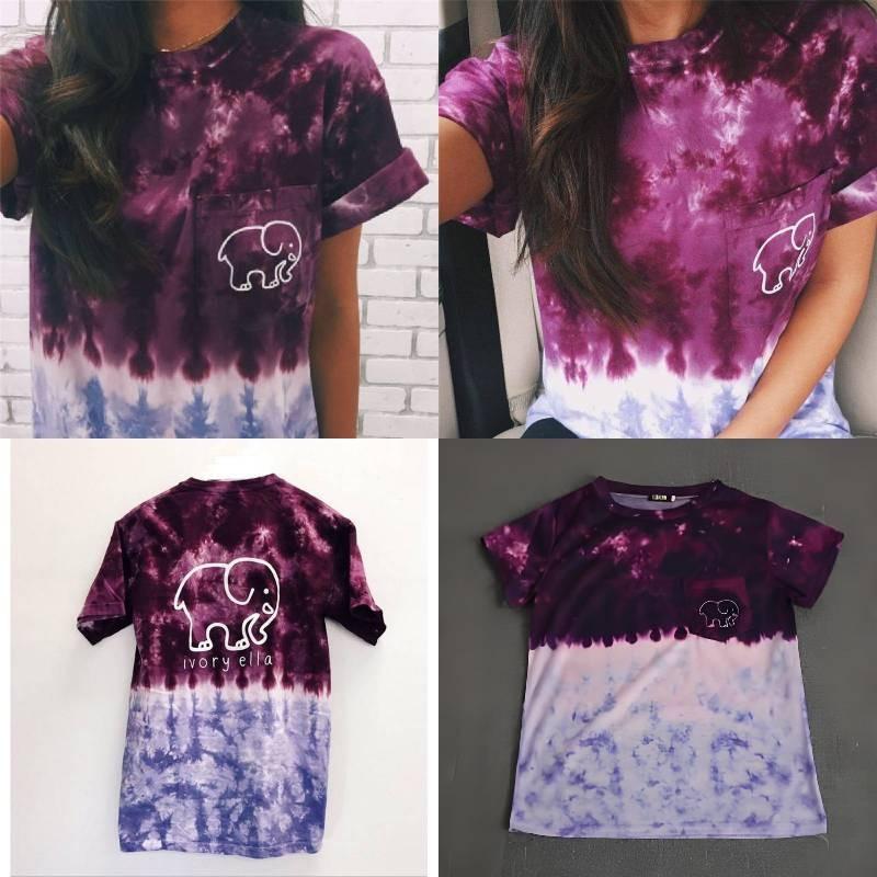 Elephant Print T Shirt For Women With Polyester Fabric Summer Casual Short Sleeve Top For Teen Girls