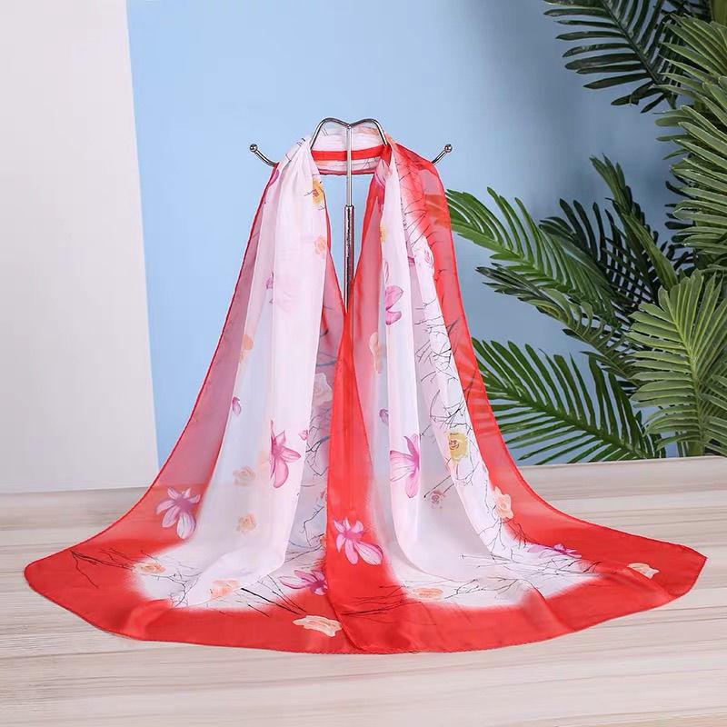 Summer Chiffon Scarves Women's Long Printed Scarves Versatile Decorative Thin Sun Protection Headscarves