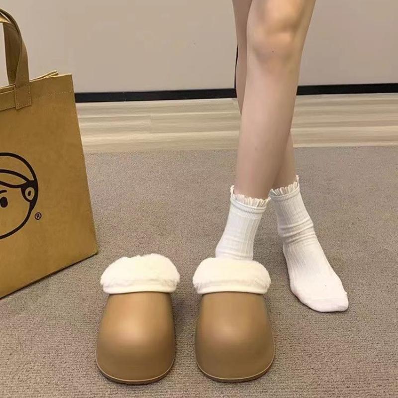 Modische wasserdichte Baumwollpantoffeln für Damen Winter 2024 Outdoor dicksohlige und hochgezogene Zehen Baumwollpantoffeln für Damen zu Hause