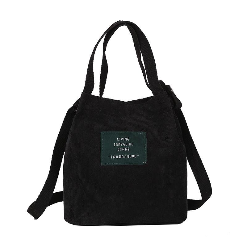 Retro Corduroy Canvas Simple Solid Color Literary Shoulder Original Bucket Cloth Bag