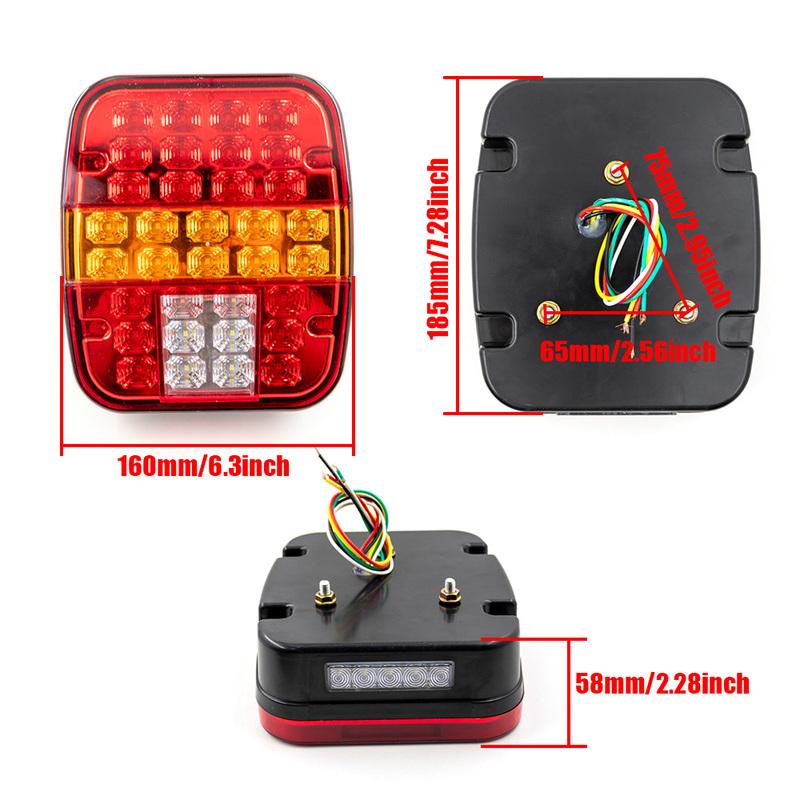 2pcs 12V 24V 39 LED Tail Light Combination Stop Turn Signal Light Trailer Tail License Plate Lamp Truck Rear Lamp Waterproof