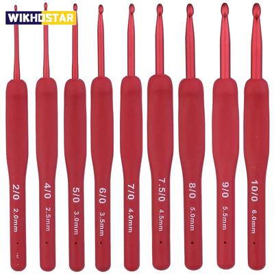 Red Crochet Hook Ergonomic Handle for Arthritic Hands Extra Long Knitting Needles for Beginners and Crocheting Yarn