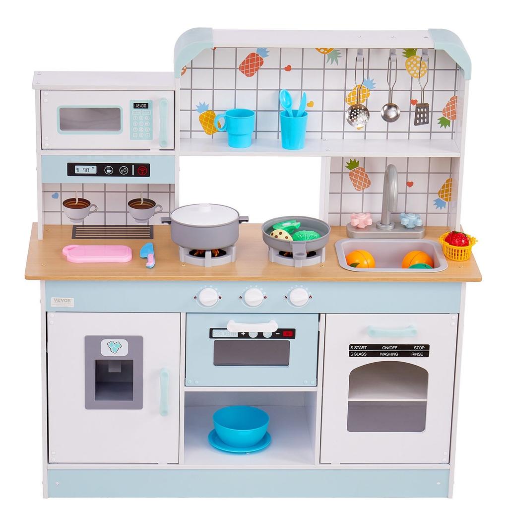 Kitchen Playset Kids Pretend Cooking Play Toy 24 Piece Accessories White