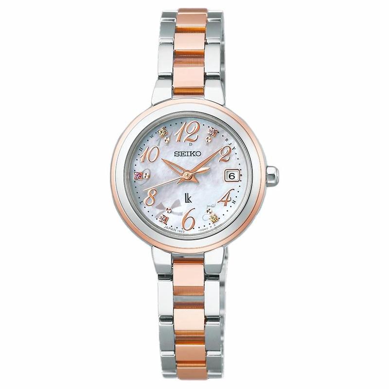 SEIKO Lukia Essential Series 100 meters waterproof solar Quartz gold-plated Steel Strap 25.5mm women s watch mother-of-pearl dial SSVW236 синий