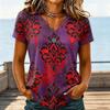 Damen Casual V-Ausschnitt Halloween Aufdruck T-Shirt für Party Kostüm
