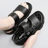 Genuine Leather Men Sandals Black Brown Summer Outdoor Antiskid Casual Sandals Cowhide Beach Shoes Two Uses Men Sandals Slippers