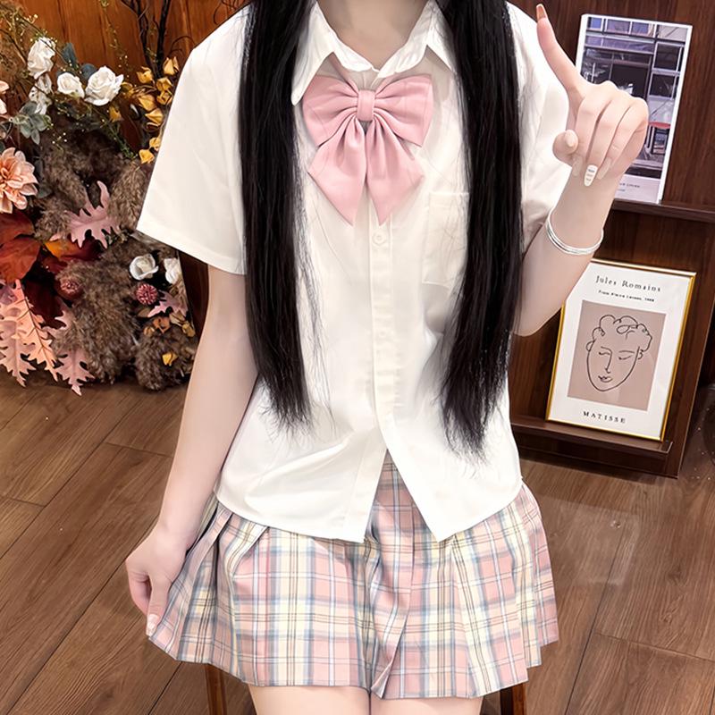 

Japanese Milky White JK Shirt: Sweet, Versatile, Loose-Fit Long or Short Sleeve for Women’s Academy Style S