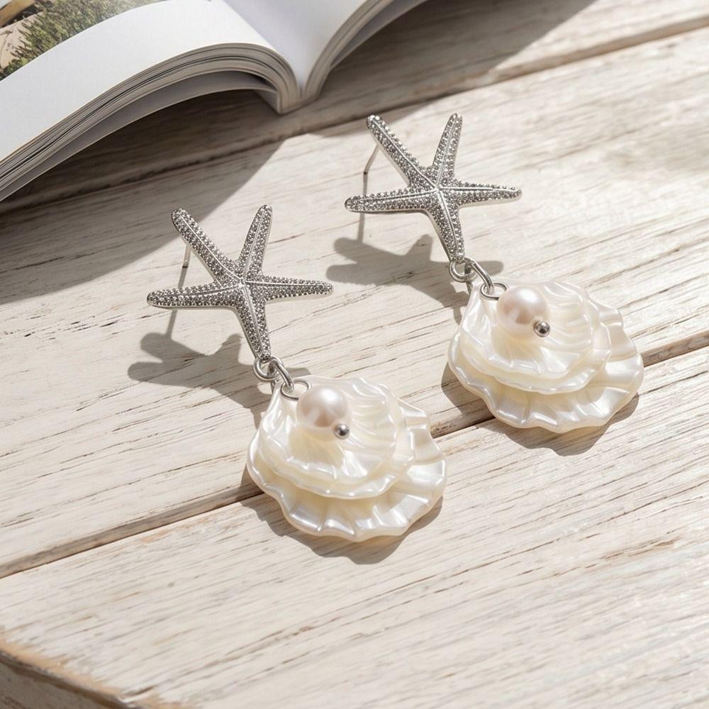 Tassel Beach Style Earrings Zinc Zinc Zinc Alloy Starfish Pendant Earrings Shell Dangle Earrings Party
