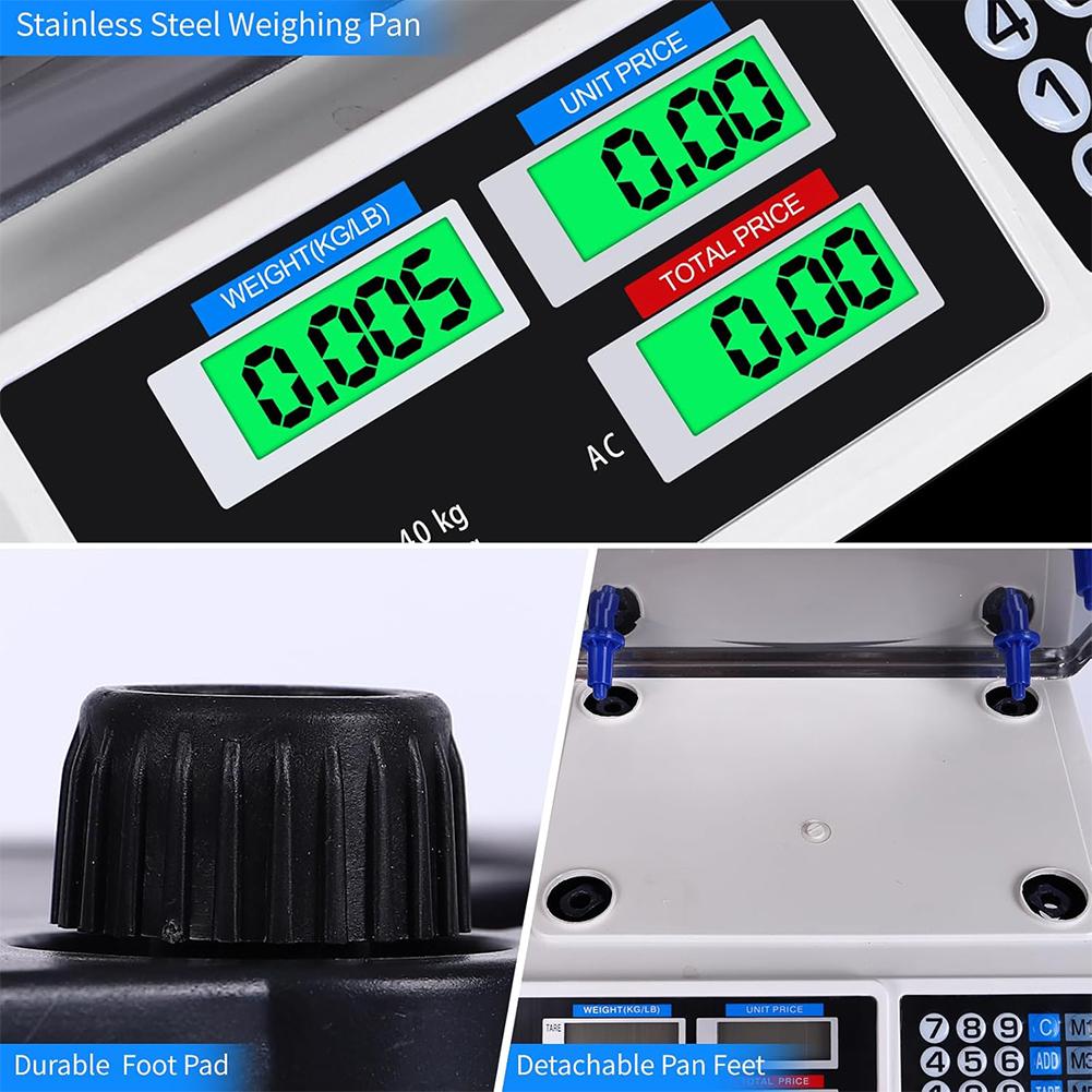 Commercial Food Scale 30KG Large Digital Kitchen Scale with Stainless Steel Plate Weight Computing Scale for Farmers Market Meat