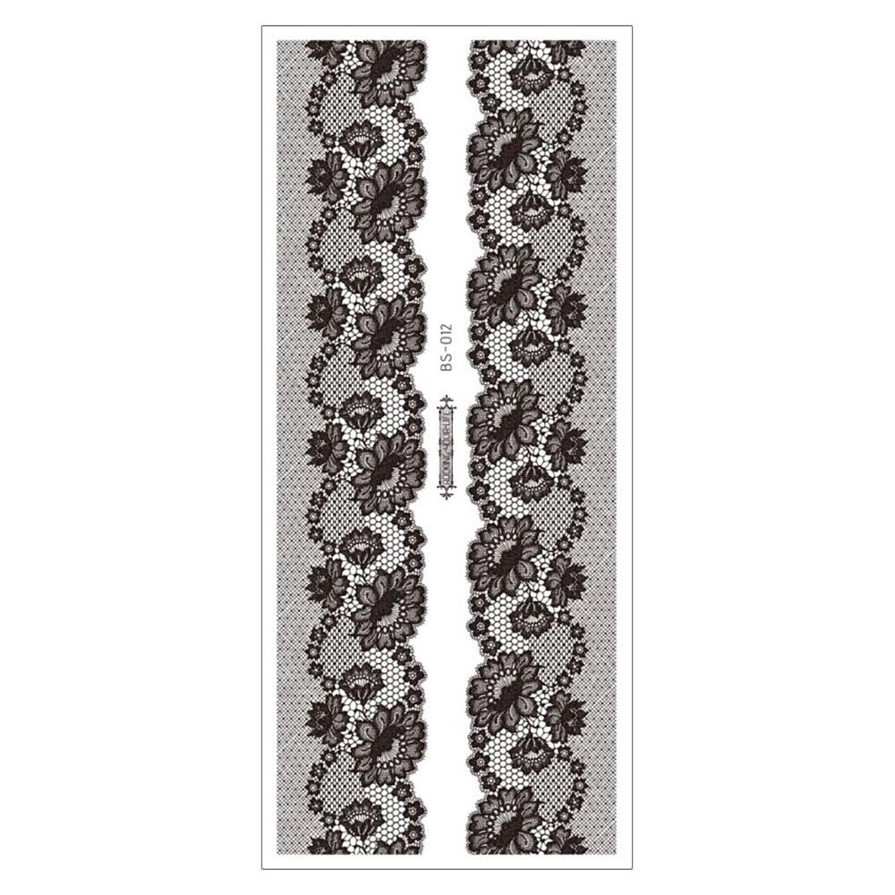 Waterproof Black Lace Thigh Garter Henna Temporary Tattoo Stickers