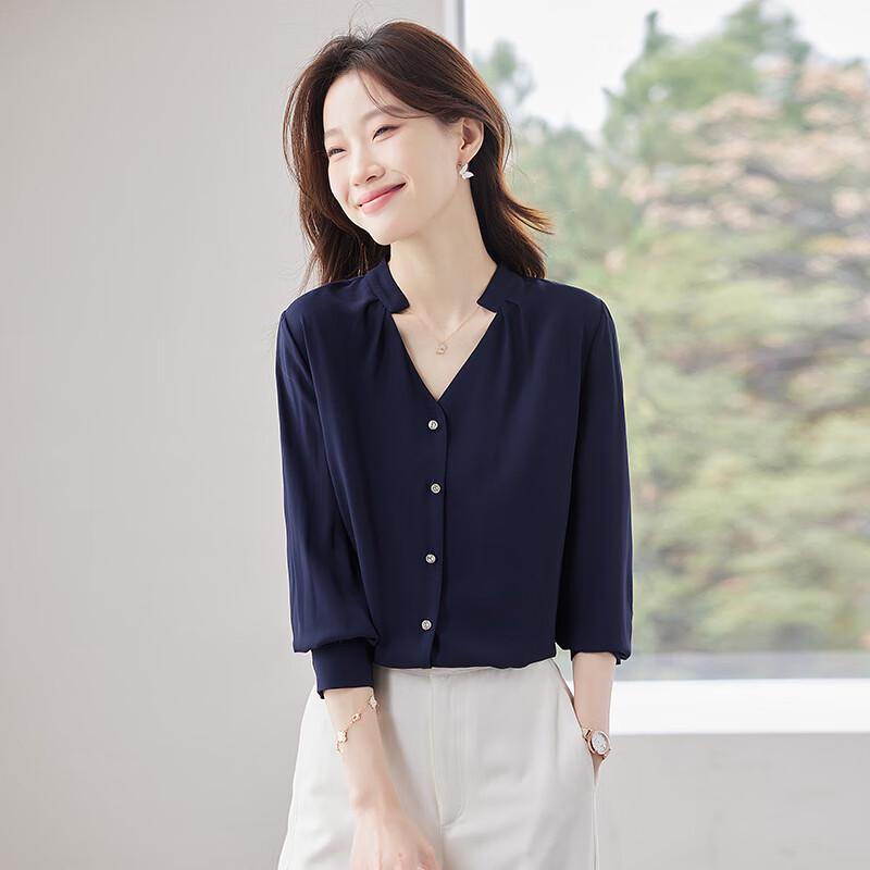 Women s V-Neck Long-Sleeve Professional Shirt XL