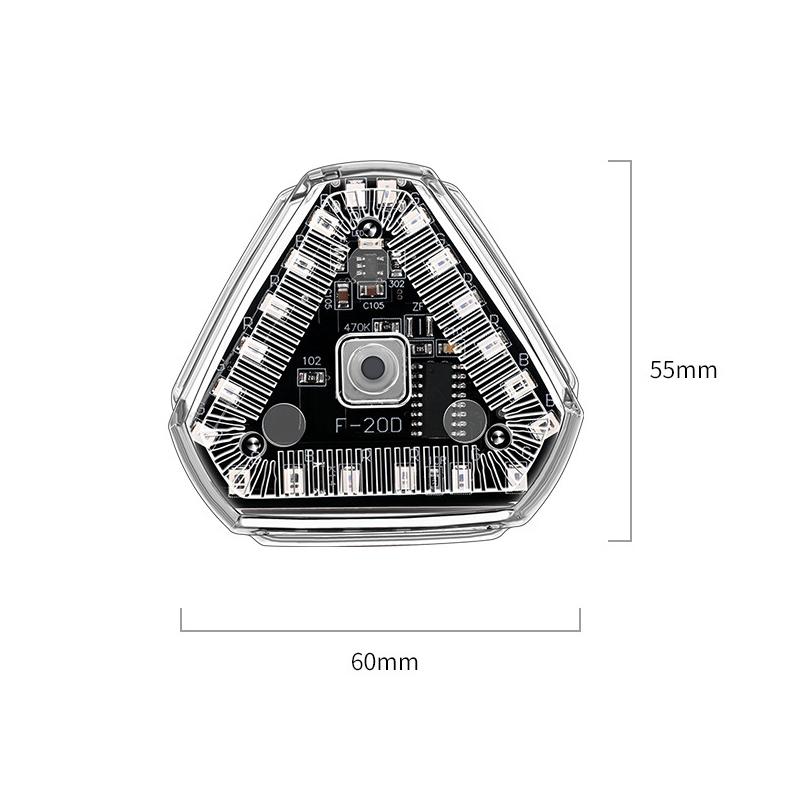 Solar Triangle LED Warning Light USB Rechargeable Vibration Sensor Car Safety Strobe 6 Modes
