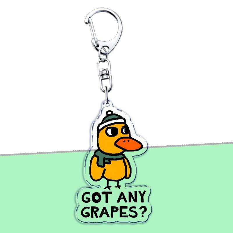 

Duck Got Any Grapes Keychain Keyring for Accessories Bag Cute Funny Cartoon Pendant Keyring Jewelry Fans Gifts