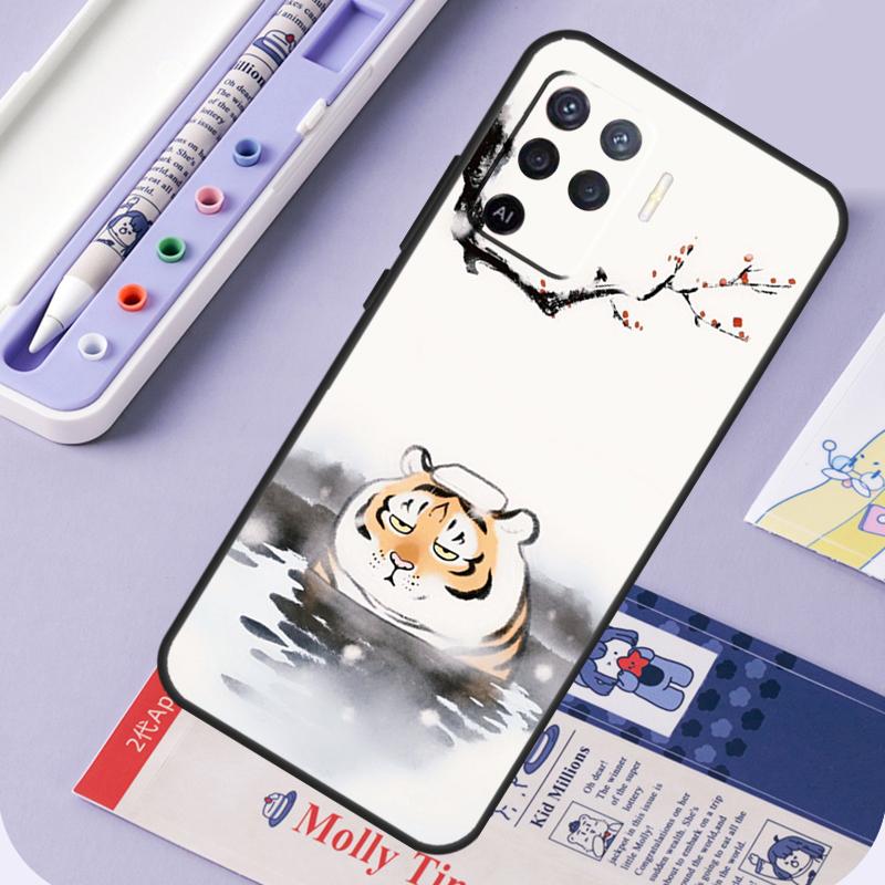 Fat Tiger Cartoon Funny For Oppo A60 A80 A40 A94 A74 A54 A15 A18 A38 A58 A78 A98 A16 A76 A96 A57 A17 A77 A5 Pro Case