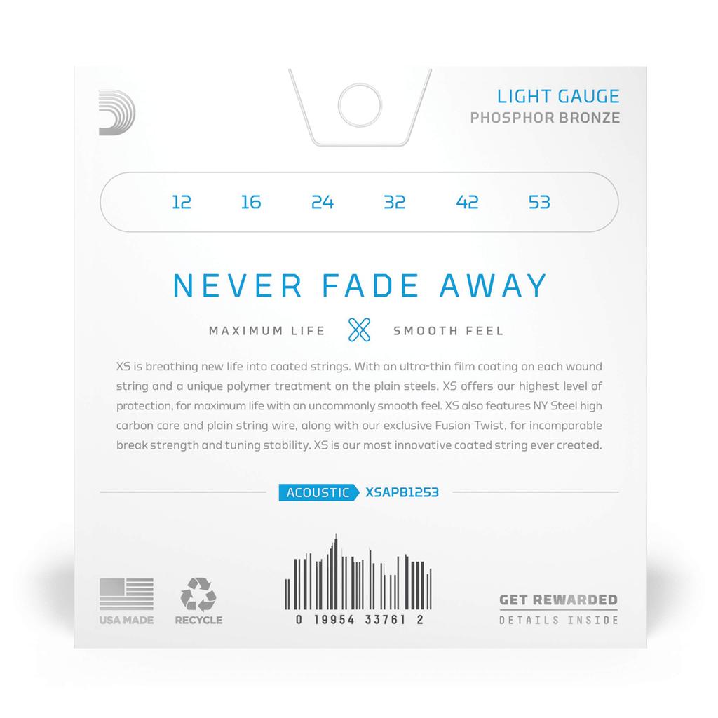 D'Addario D'Addario Acoustic Guitar Strings XS Coated Strings Phosphor Bronze Light .012-.053 XSAPB1253 []