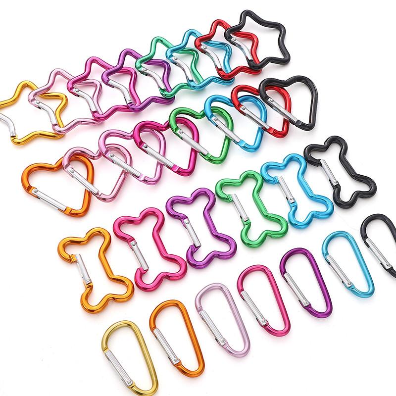 1pc Mountaineering Buckle Love Star Buckle D-Shaped Buckle Color Backpack Buckle Aluminum Keychain DIY Accessories