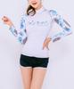 Dangun Long Sleeve Rash Guard With Floral Color Block Sleeves