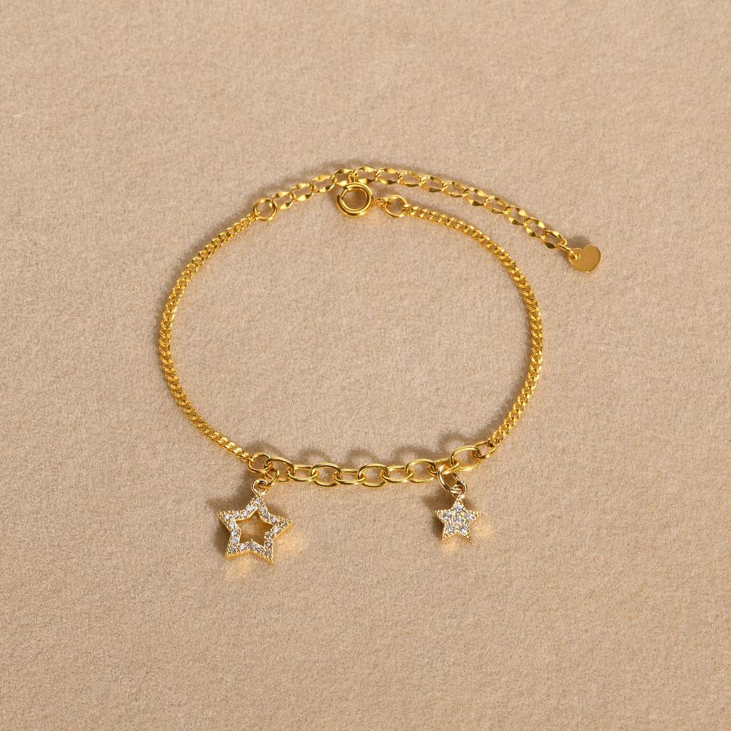 Stainless Steel Chain Pendant Zircon Five-pointed Star Bracelet For Women Y2K Sweet Girls Elegant Charm Bracelets Jewelry Gift
