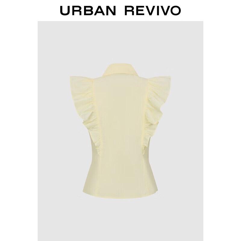 UR Women s Sweet Ruffle Flutter Sleeve Cotton Blouse XS