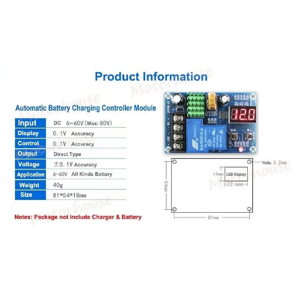 30A Battery Charger Automatic Charging Controller Module Switch 6V-60V 12V 24V Lead Acid/ Lithium Ion/ LiFePo4 Charge Protection
