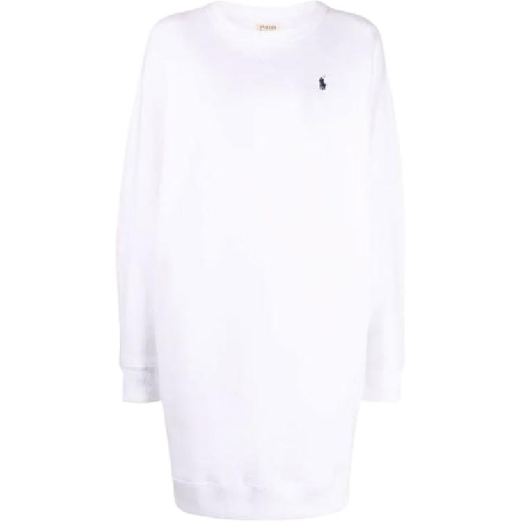 

Платье с длинным рукавом Polo Ralph Lauren Ss22 с вышивкой логотипа Женские платья Белый 211856683-001 S