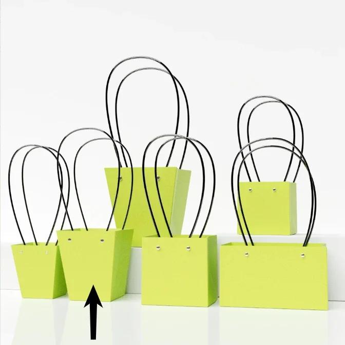 Paper Box Pink Kraft Paper Tote Bag Square Gift Bag  Flower Shop Supplies Valentine's Day Party 10pcs Fresh Flower Packaging