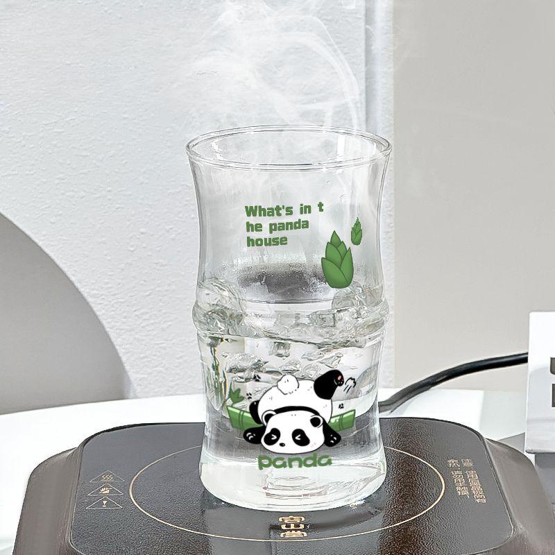 Cute China Panda Glass Creative Tea Bottle Single Transparent Coffee Cup Juice Panda Breakfast Milk Cup Glassware for Drinking