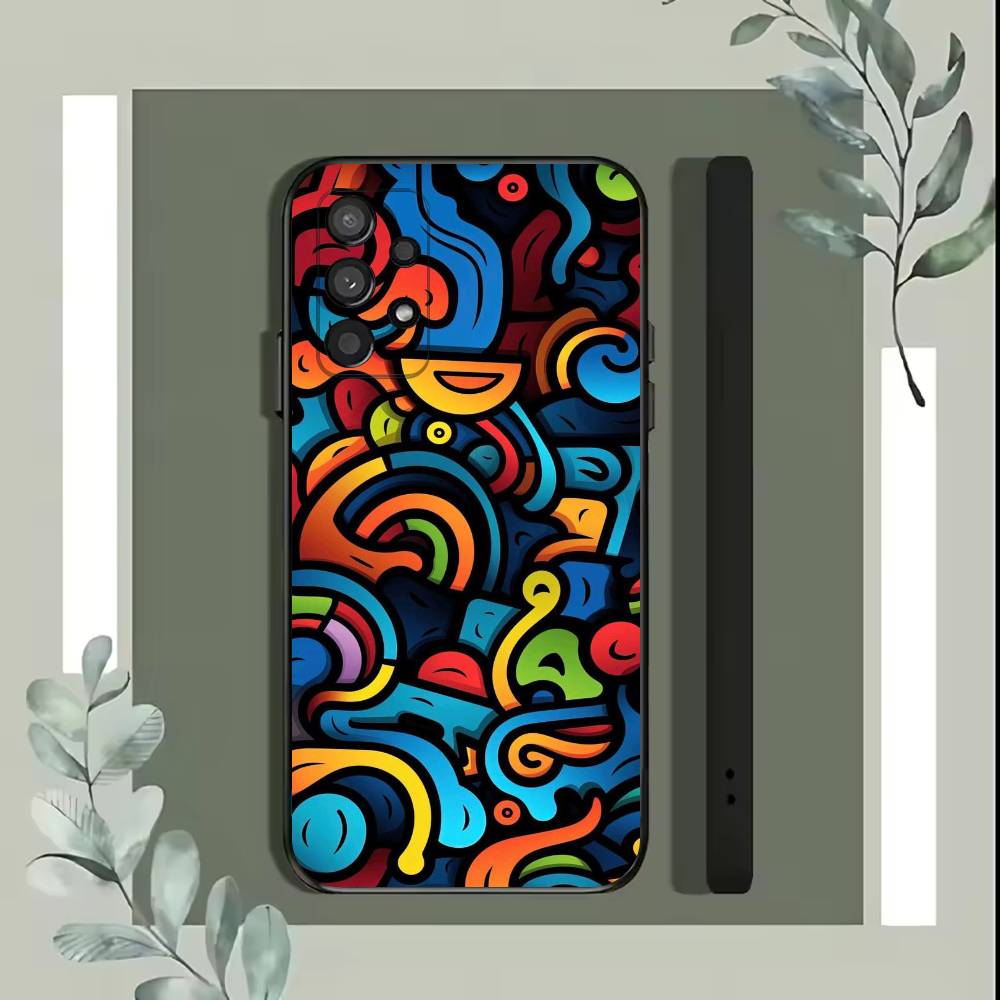 Colorful Lines Graffiti  Phone Case For Samsung S25,S24,S21,S22,S23,S30,Ultra,S20,Plus,Fe,Lite,5G Black Cover