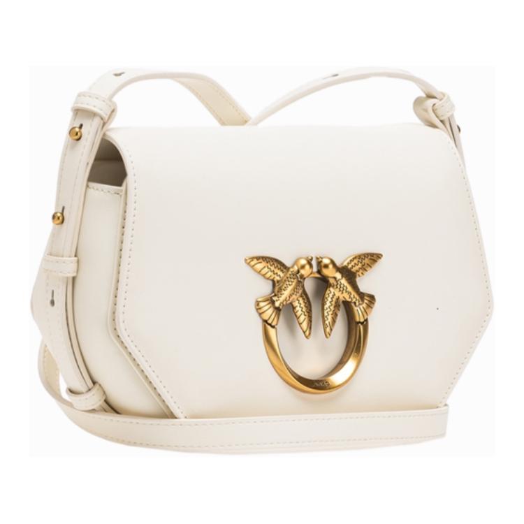 New PINKO Cow Leather Swallow Bag, Handbag, Shoulder Bag Small Size Women's White 100075-A0F1-Z14Q