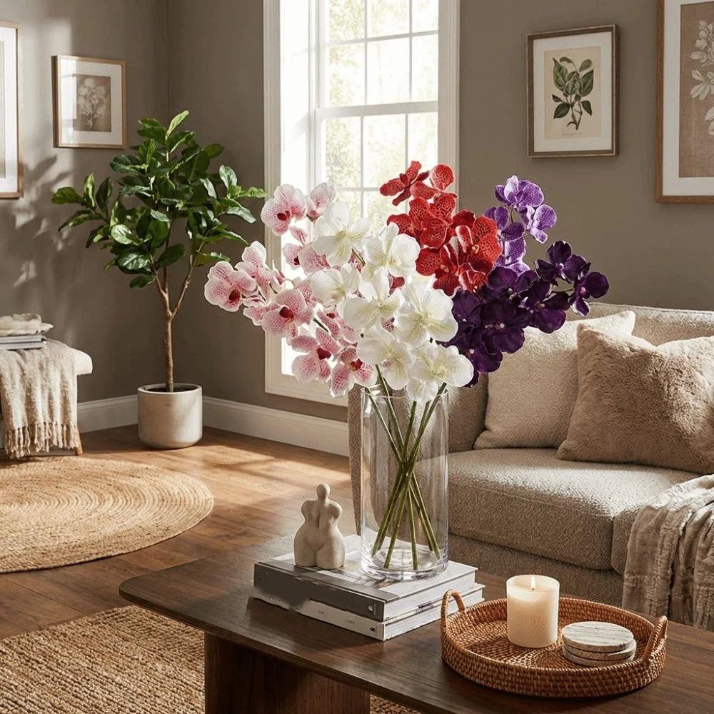 Plastic Artificial Vanda Orchid 80 CM Simulation Flower Phalaenopsis Branch Home Decor