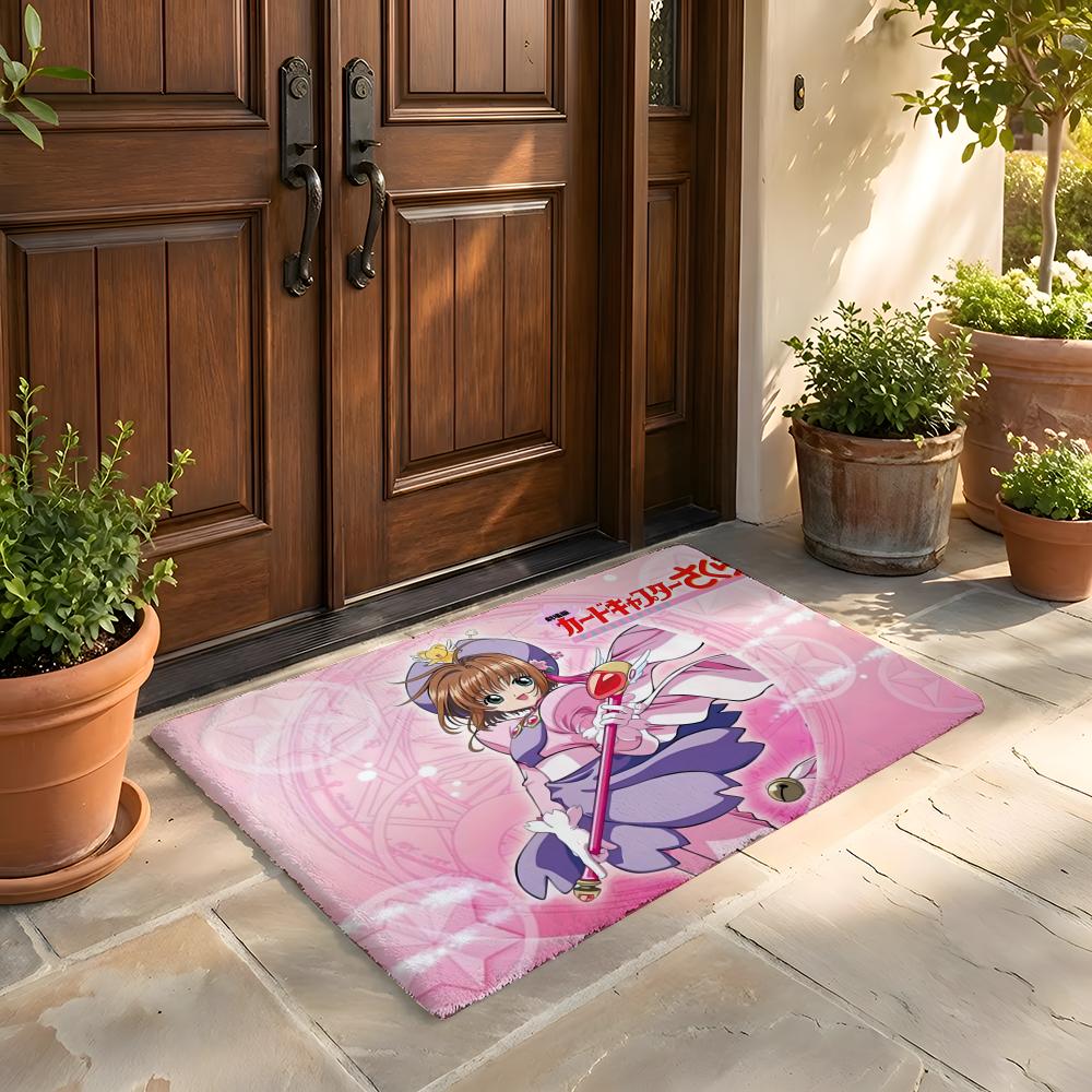 Floor Mat Soft Flannel Rug Non Slip Absorbent Mat for Bathroom Bedroom Home Decor C Cardcaptor S Sakura Cartoon