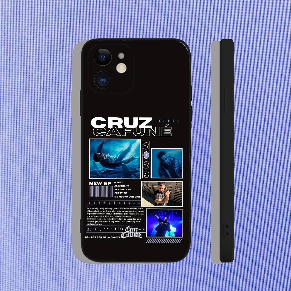 Cruz Cafune Me Muevo Con Dios Funda para Teléfono Para iPhone 17,16,15,14,13,12,11,Pro,Max,Plus,Air,X,XS,XR,SE,8,7,Mini,Suave Negra Funda