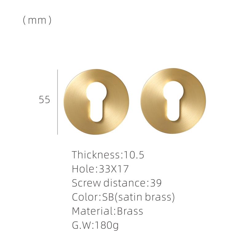 DOOROOM Brass Door Lock Key Escutcheon Plates Knurled Striped Thumbturn for Inside Door Room Bathroom Thumb Turn