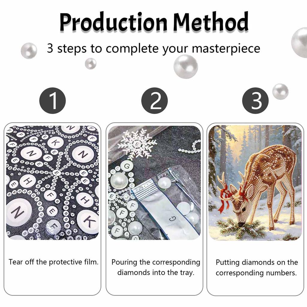 Christmas Pearl Painting Handmade Pearl Kit Forest Deer Winter Scenery Home Decoration Painting