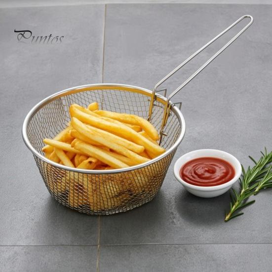 Heat Resistant Mesh Strainer Stainless Steel Frying Basket, with Handle, Strainer, Durable Basket Multi Use Deep Fryer Tool, for Kitchen Chips