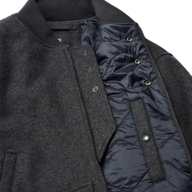 Uniqlo Engineered Garments Collaboration Solid Color Wool Ribbed Sleeve Button Closure Workwear Loose Flight Jacket Unisex Jackets 467597-08