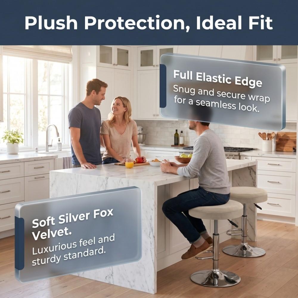 Washable Thick-fiber chair cover Fitted Elastic Round Stool Cover Removable Easy Clean Universal Stool Cover Bar Setting
