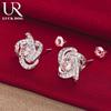 925 Sterling Silver Romantic AAA Zircon Piercing Earrings Fashionable Wedding Jewelry