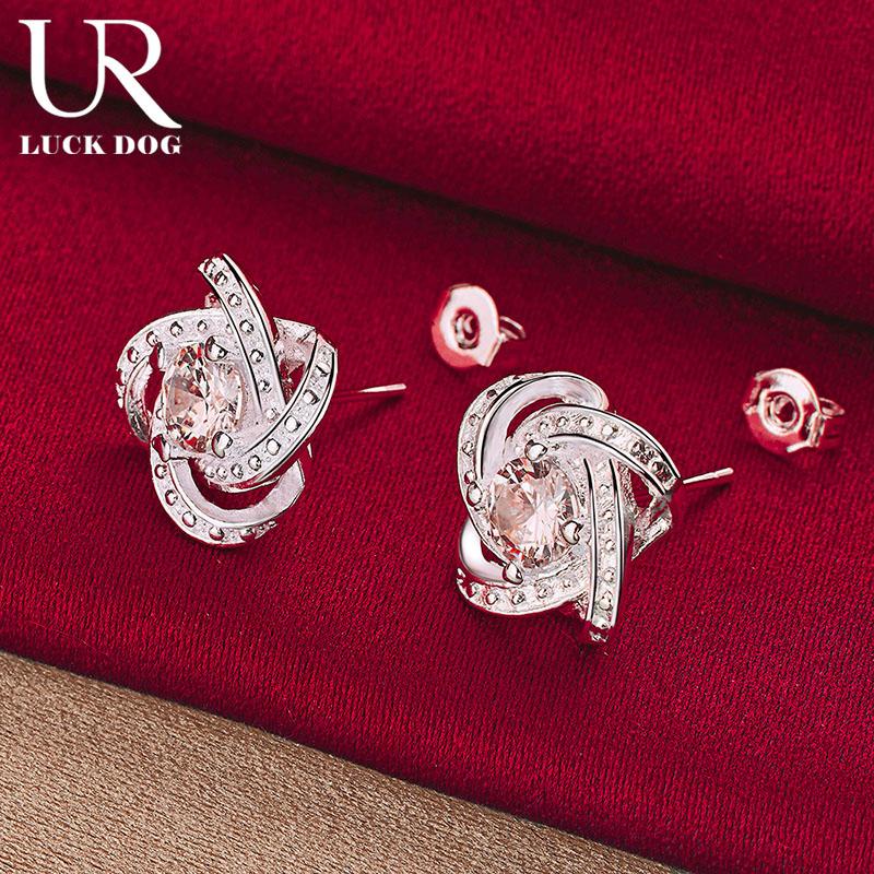 925 Sterling Silver Romantic AAA Zircon Piercing Earrings Fashionable Wedding Jewelry