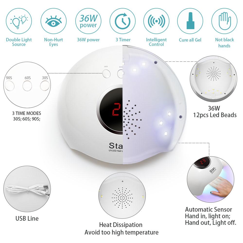 PHOENIXY Gel Nail Polish Set with 36W Nail Lamp 20pcs Nail Polish Gel Top Base Coat Manicure Art Set As Gift for Women Gril