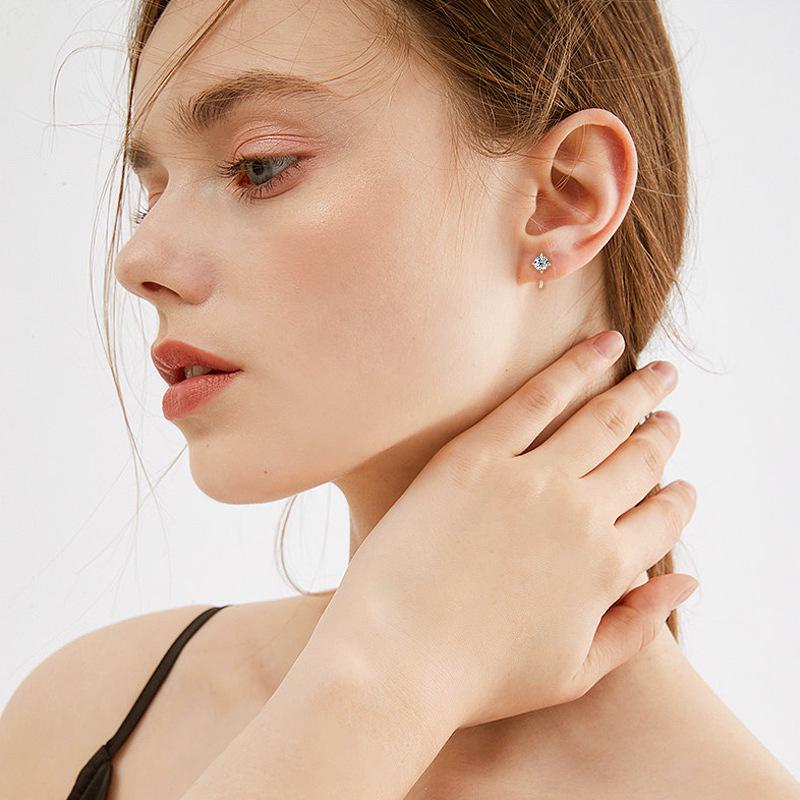 Classic Four-Prong D-Color Moissanite Earrings in 18K Gold-Plated 925 Sterling Silver