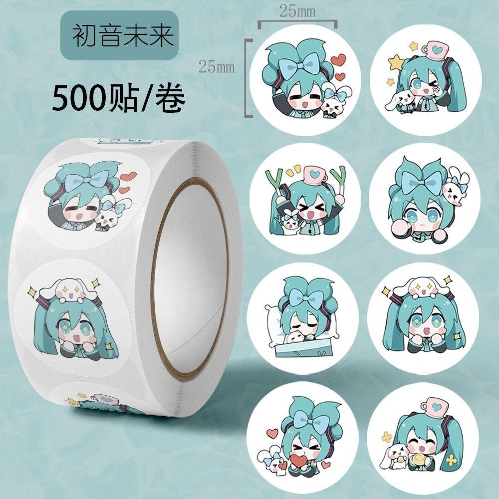 Hatsune Miku Roll Stickers, 500 Pieces, Cute Cartoon Stickers for Journals, Fridge, Phone, Notebook, DIY Fun Stickers
