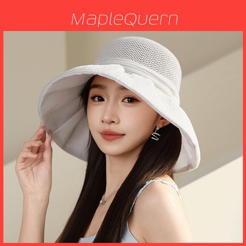 Summer Wide Brim Sun Hat For Women With Breathable Polyester Material And Adjustable Fit