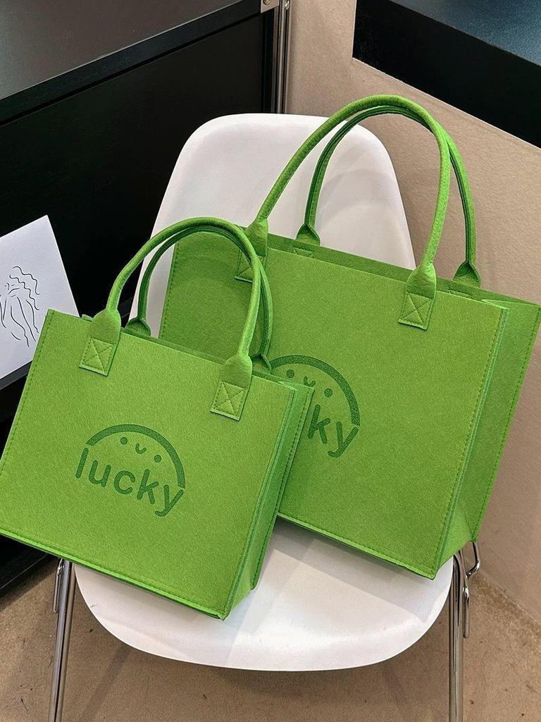 Modern Large Capacity Felt Handbag - Versatile and Stylish Shopping Bag with Letter Design