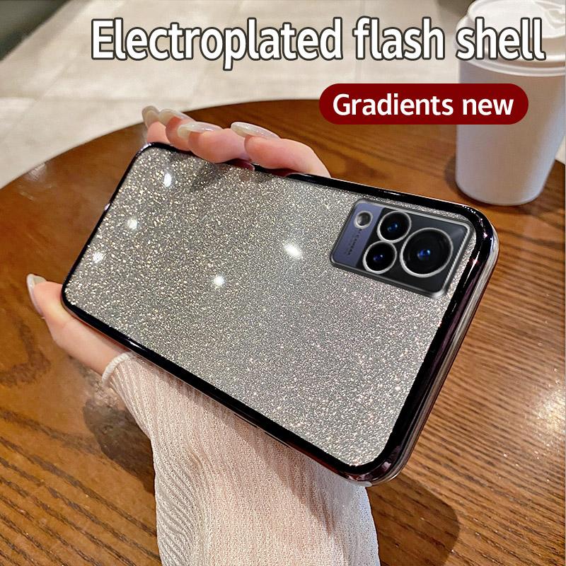 For Vivo V17 Russia Case Vivo S1 Pro Phone Case Shiny Glitter Plating Silicone Camera Lens Soft Back Cover