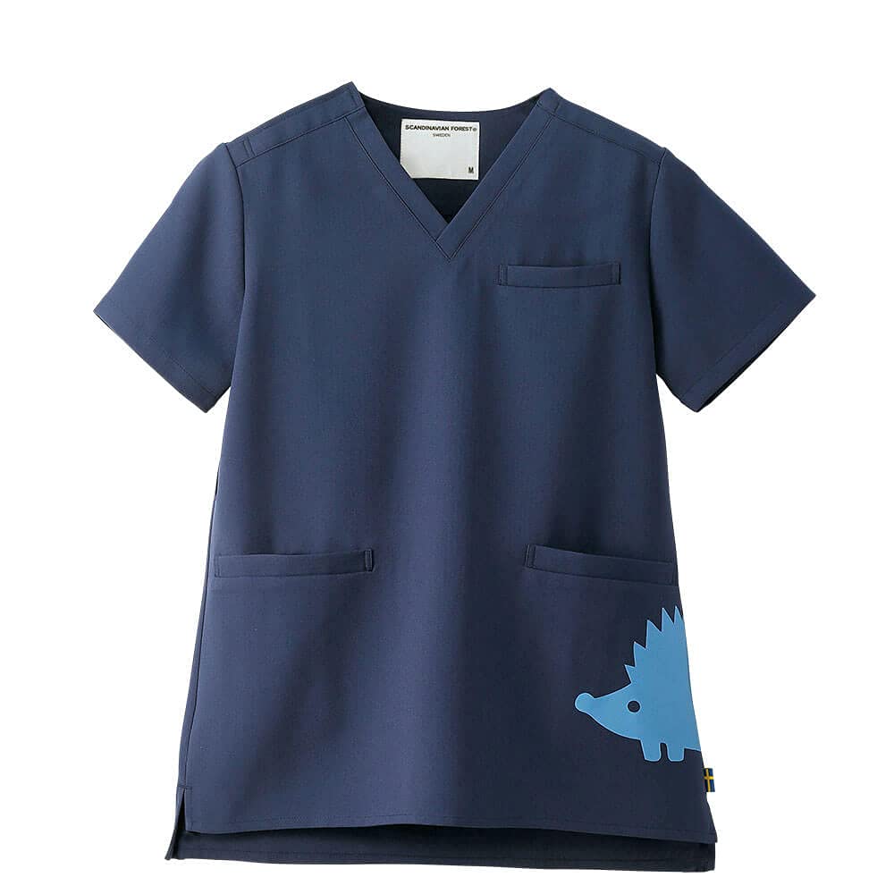 

Nursery Scandinavian Forest Scrub Jacket, Anti-Static, Stretch, Medical Nursing Coat, Women s, Size L, Navy, 9825304A
