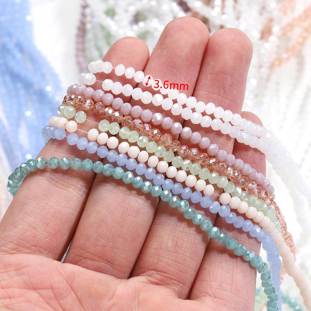 120pcs Crystal Czech Glass Beads Rondelle Austria Faceted Loose Spacer Round Beads for Bracelet Jewelry Making DIY