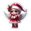 1/6Pcs Christmas Santa Hat Girl Hanging Decoration Holiday Party Winter Xmas Tree 2D Flat Acrylic Cartoon Angel Fairy Hanging Ornament